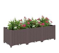 Outsunny Jardinière surélevée, lit de Jardin en Plastique, jardinières Auto-irrigantes avec Trous de Drainage et Bouchons, Montage Facile pour légumes, Fleurs, Herbes, 120 x 40 x 37 cm, Marron