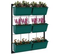 Outsunny, jardinière verticale murale à 3 niveaux avec 6 pots, en acier et en plastique, dimensions 52x14x66 cm, couleur verte