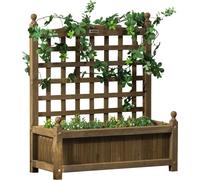 Outsunny Jardiniššre avec Treillis - bac š€ Fleurs - jardiniššre sur Pied - dim. 64L x 28l x 75H cm Inserts d'irrigation Inclus Bois Sapin traitšŠ