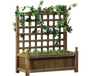 Outsunny Jardiniššre avec Treillis - bac š€ Fleurs - jardiniššre sur Pied - dim. 64L x 28l x 75H cm Inserts d'irrigation Inclus Bois Sapin traitšŠ