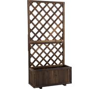 Outsunny Jardiniššre avec Treillis - bac š€ Fleurs - jardiniššre sur Pied - dim. 72,5L x 31,5l x 149,5H cm Inserts d'irrigation Inclus Bois Sapin traitšŠ carbonisation