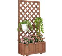 Outsunny Jardiniššre avec Treillis - bac š€ Fleurs - jardiniššre sur Pied - dim. 72,5L x 31,5l x 149,5H cm Inserts d'irrigation Inclus Bois Sapin pršŠ-huilšŠ