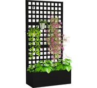 Outsunny Jardiniššre avec treillis, brise-vue, lit suršŠlevšŠ de jardin, jardiniššre extšŠrieure en acier galvanisšŠe, pour plantes grimpantes, bac š€ fleurs pour balcon terrasse patio, 89x40x178cm, n