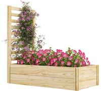 Outsunny Jardiniššre avec treillis carršŠ potager en bois 115 x 60 x 110 cm effet bois naturel