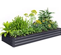 Outsunny Jardiniššre extšŠrieur CarršŠ Potager de Jardin dim. 241L x 90,5l x 30H cm t?le d'acier ondulšŠe gris
