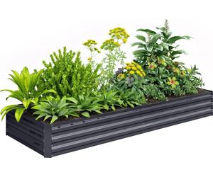 Outsunny Jardiniššre extšŠrieur CarršŠ Potager de Jardin dim. 241L x 90,5l x 30H cm t?le d'acier ondulšŠe gris