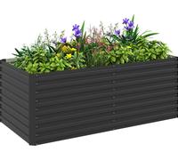 Outsunny Jardiniššre extšŠrieure, jardiniššre suršŠlevšŠe galvanisšŠe, carršŠ potager de jardin rectangulaire avec bordure de sšŠcuritšŠ et fond ouvert, pour fleurs, herbes et lšŠgumes, 160 x 80 x 60