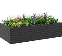 Outsunny Jardiniššre extšŠrieure, jardiniššre suršŠlevšŠe galvanisšŠe, carršŠ potager de jardin rectangulaire avec bordure de sšŠcuritšŠ et fond ouvert, pour fleurs, herbes et lšŠgumes, 240 x 120 x 60