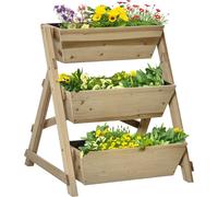 Outsunny Jardiniššre sur Pieds carršŠ Potager 3 šŠtages dim. 71L x 61l x 77H cm Inserts d'irrigation Feutre de Drainage Bois Sapin Autoclave