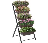 Outsunny Jardiniššre suršŠlevšŠe avec šŠtages, jardiniššre verticale avec 5 bacs š€ fleurs, trous de drainage avec bouchons en caoutchouc, escalier pour plantes, lšŠgumes, herbes, cadre en acier, marr