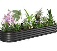 Outsunny Jardiniššre suršŠlevšŠe carršŠ potager de jardin en acier modulable pour lšŠgumes, plantes, fleurs, dim. 240 x 62 x 30cm, noir