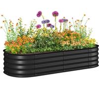 Outsunny Jardiniššre suršŠlevšŠe carršŠ potager de jardin en acier modulable pour lšŠgumes, plantes, fleurs, dim. 150 x 62 x 30cm, noir