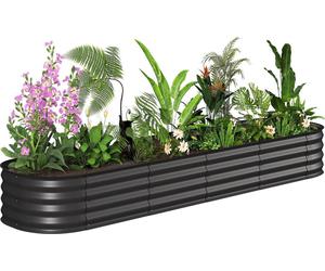 Outsunny Jardiniššre suršŠlevšŠe carršŠ potager de jardin en acier modulable pour lšŠgumes, plantes, fleurs, dim. 240 x 62 x 30cm, noir