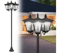 Outsunny Lampadaire de Jardin Extérieur à LED Solaire avec Capteurs H182 cm | 3 Abat-Jours, IP44, Acier Inox
