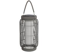 Outsunny Lampadaire d'extérieur solaire en résine tressée luminaire LED de jardin en acier marche/arrêt automatique gris