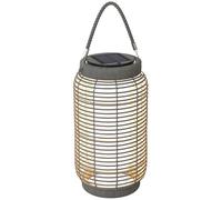Outsunny Lampadaire d'extérieur solaire lampe de jardin sur pied en résine tressée luminaire LED de jardin en acier marche/arrêt automatique Ø18 x 37 cm gris