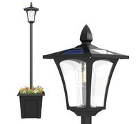 Outsunny Lampadaire solaire extérieur avec jardinière étanche 160 cm noir