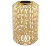Outsunny Lampadaire solaire extérieur en résine tressée, lampadaire sans fil rechargeable avec capteur de lumière, style boho, lampadaire LED extérieur, pour jardin patio terrasse, 55 cm, jaune