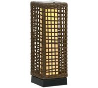 Outsunny Lampadaire solaire extérieur en résine tressée, lampadaire sans fil rechargeable avec capteur de lumière, style moderne, lampadaire LED extérieur, étanche, pour jardin patio, 46 cm, sable