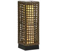 Outsunny Lampadaire solaire extérieur en résine tressée lampadaire sans fil rechargeable capteur de lumière 15,5 x 15,5 x 46 cm
