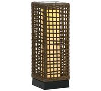 Outsunny Lampadaire Solaire Extérieur en Résine Tressée LED 46 cm Sable | Lampadaire sans Fil Rechargeable, avec Capteur de Lumière, Style Moderne, Étanche, pour Jardin Patio