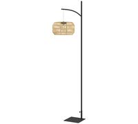 Outsunny Lampadaire solaire extérieur résine tressée, lampadaire bohème 178cm, capteur de lumière, éclairage automatique, jaune