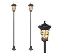 Outsunny Lampadaires Solaires Extérieurs Lot de 2 Réglables 1,86 m Noir | Lampes de Rue en Acier Inoxydable, 2 Modes de Luminosité, Étanche, pour Jardin, Patio, Allée