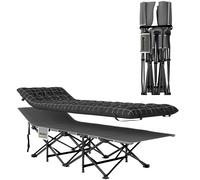 Outsunny Lit de camping pliable avec matelas, pochette latérale et sac intégré Lit de Camp tissu Oxford 190 x 67 x 37 cm Noir