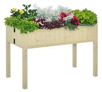 Outsunny, lit de culture surélevé pliable en bois avec trous de drainage, 115x56x76 cm, couleur bois