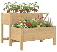 Outsunny, lit de jardin surélevé à 2 niveaux avec étagères en bois, 119,5 x 102 x 76,5 cm, couleur marron