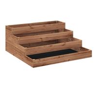 Outsunny Lit de Jardin surélevé à 4 Niveaux en Bois de Sapin avec Fond Ouvert, 113x113x46 cm, Marron