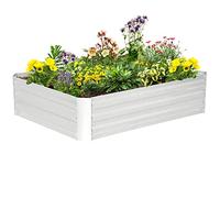 Lit de jardin surélevé - Outsunny - protection contre mauvaises herbes et animaux - en acier galvanisé - 120 x 90 x 30 cm - argent