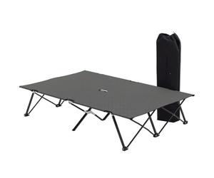 Outsunny Lit Double Camping Pliant transat, Sac Transport, Gris Charbon | Lit de couchage pour terrasse, super léger
