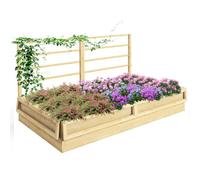Outsunny Lit surélevé Treillis Herbes 183x98.5x95cm Bois Naturel | Bac en bois, boîte à fleurs pour jardin & balcon