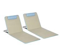 Outsunny Lot 2 Tapis Plage Pliants Confort Optimal Dossier 5 Positions + Appui-Tête Tissu Oxford + Sac Aosom France
