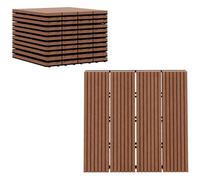 Outsunny Lot de 11 dalles de jardin piscine, 30 x 30 x 2,2 cm, dalle clipsable antidérapants et résistants aux intempéries, pour jardin, balcon, piscine, en HDPE, marron clair