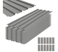 Panneaux en acier galvanisé - Outsunny - lot de 12 - résistant aux intempéries - 129 x 45 cm - acier galvanisé - gris clair