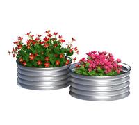 Outsunny Lot de 2 bacs de Jardin surélevés galvanisés 2'x2'x1' Argent | Bacs extérieurs, bordure sécurisée, bacs de stockage faciles à assembler, pour cultiver fleurs, herbes et légumes