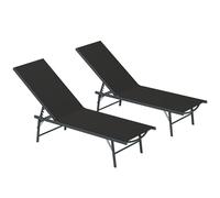 Outsunny Lot de 2 bain de soleil chaise longue pliante textilène transat jardin extérieur inclinable 54 x 164 x 84 cm noir
