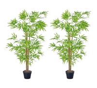 Outsunny Lot de 2 Bambou Artificiel Hauteur 1,5 m Pot Inclus Noir