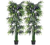 Outsunny Lot de 2 Bambous Artificiel XXL 1,80H m arbre artificiel 1105 Feuilles denses réalistes Pot Inclus Noir Vert