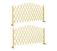 Outsunny Lot de 2 Barrieres Extensibles en Bois de Sapin, pour Intérieur Extérieur Balcon Jardin, 180x30x103cm, Naturel