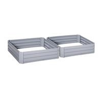 Outsunny Lot de 2 carré Potager de Jardin dim. 100L x 100l x 30H cm - tôle d'acier ondulée Gris