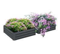 Outsunny Lot de 2 carré Potager de Jardin dim. 100L x 100l x 30H cm - tôle d'acier ondulée Gris foncé