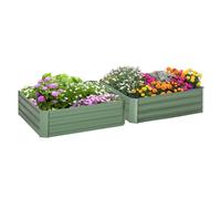 Outsunny Lot de 2 carré Potager de Jardin dim. 100L x 100l x 30H cm - tôle d'acier ondulée Vert