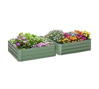 Outsunny Lot de 2 carrés potagers 100 x 100 x 30 cm tôle acier ondulée Vert