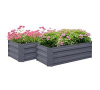 Outsunny Lot de 2 carré Potager de Jardin dim. 100L x 50l x 30H cm - tôle d'acier ondulée Gris