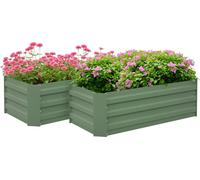 Outsunny Lot de 2 carré potager de jardin dim. 100L x 50l x 30H cm - tôle d'acier ondulée vert