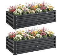 Lot de 2 carrés potagers de jardin - Outsunny - rectangulaire - grande capacité - acier galvanisé - 120 x 60 x 30 5 cm - gris