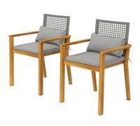 Outsunny Lot de 2 Chaises Bois d'Acacia avec Coussins et Coussins Décoratifs, Naturel.
